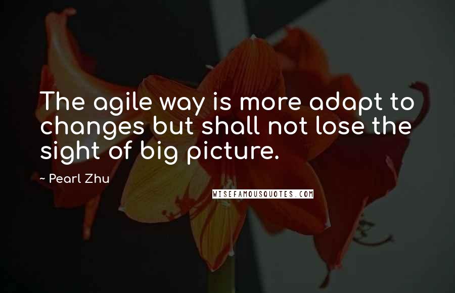 Pearl Zhu Quotes: The agile way is more adapt to changes but shall not lose the sight of big picture.