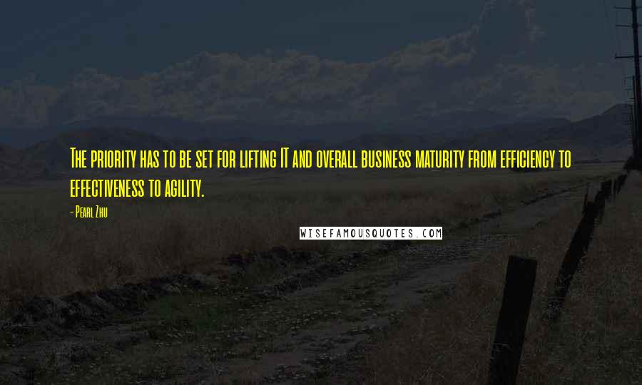 Pearl Zhu Quotes: The priority has to be set for lifting IT and overall business maturity from efficiency to effectiveness to agility.