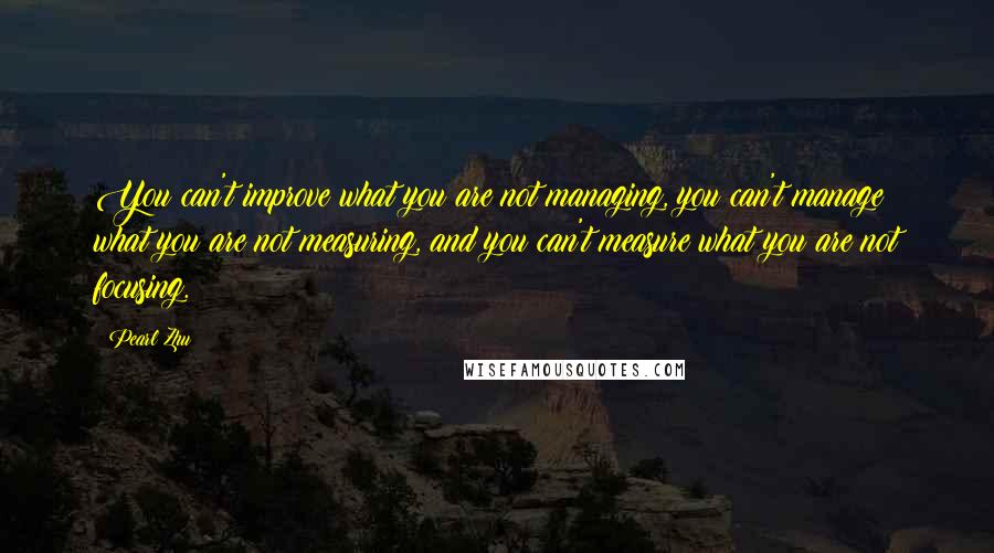 Pearl Zhu Quotes: You can't improve what you are not managing, you can't manage what you are not measuring, and you can't measure what you are not focusing.