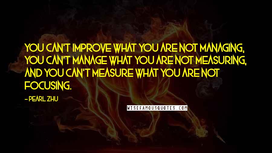 Pearl Zhu Quotes: You can't improve what you are not managing, you can't manage what you are not measuring, and you can't measure what you are not focusing.