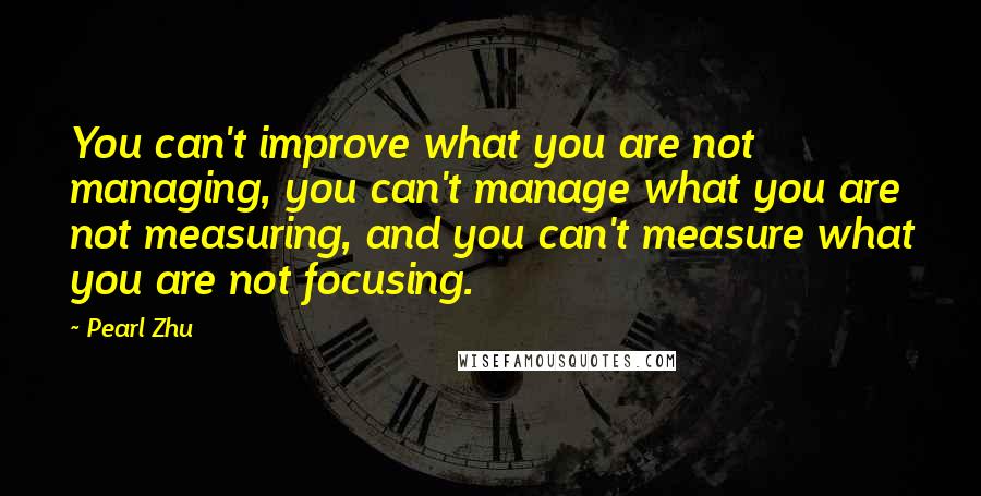 Pearl Zhu Quotes: You can't improve what you are not managing, you can't manage what you are not measuring, and you can't measure what you are not focusing.