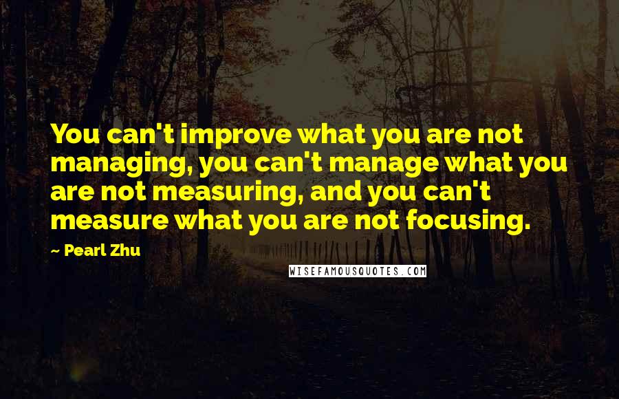 Pearl Zhu Quotes: You can't improve what you are not managing, you can't manage what you are not measuring, and you can't measure what you are not focusing.