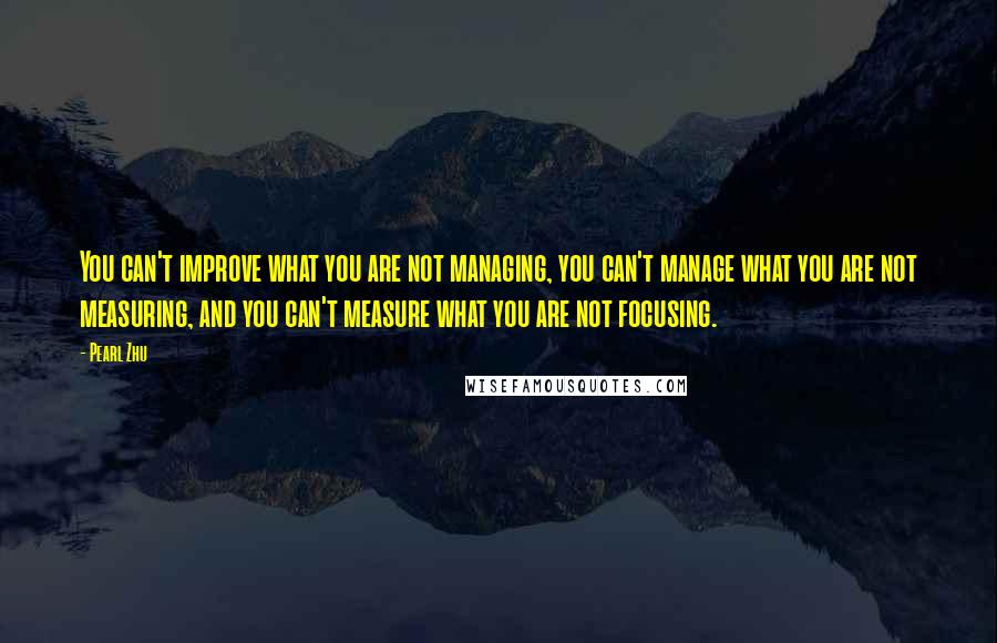 Pearl Zhu Quotes: You can't improve what you are not managing, you can't manage what you are not measuring, and you can't measure what you are not focusing.