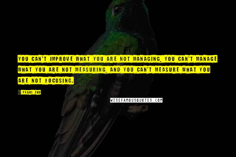 Pearl Zhu Quotes: You can't improve what you are not managing, you can't manage what you are not measuring, and you can't measure what you are not focusing.