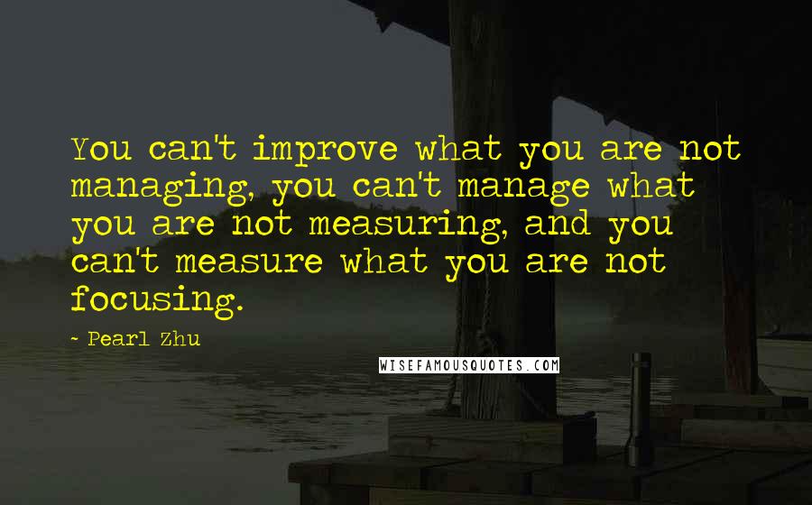 Pearl Zhu Quotes: You can't improve what you are not managing, you can't manage what you are not measuring, and you can't measure what you are not focusing.