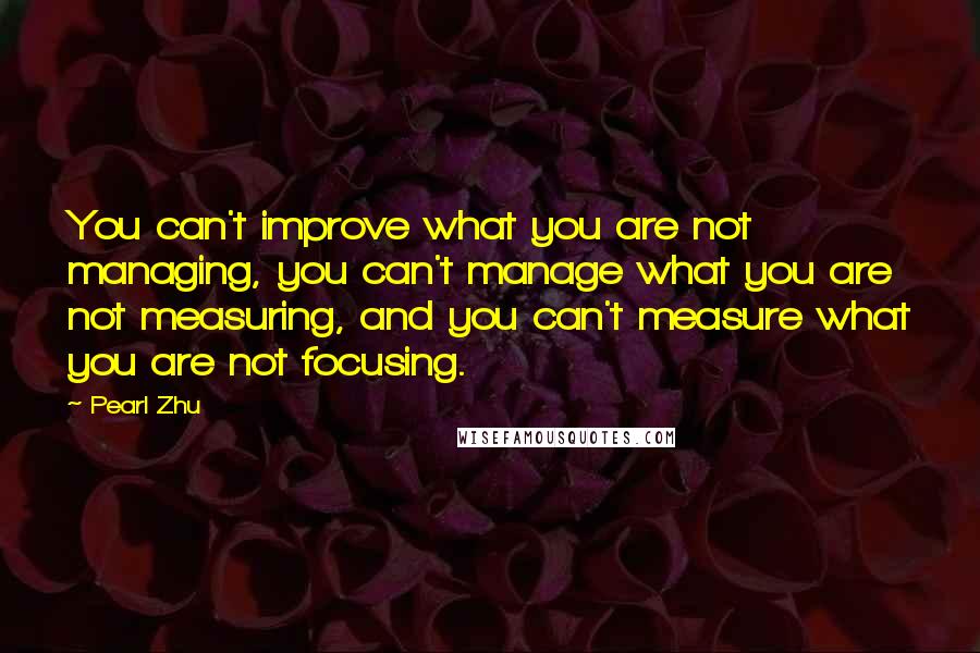 Pearl Zhu Quotes: You can't improve what you are not managing, you can't manage what you are not measuring, and you can't measure what you are not focusing.