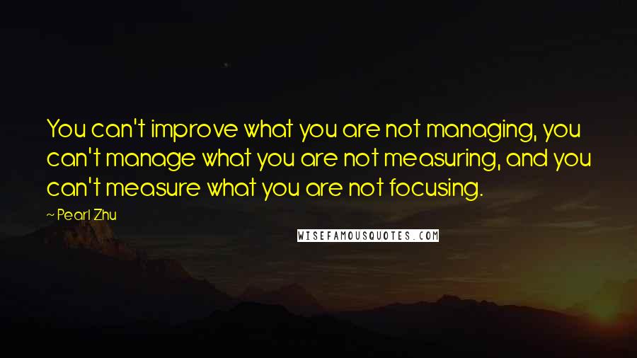 Pearl Zhu Quotes: You can't improve what you are not managing, you can't manage what you are not measuring, and you can't measure what you are not focusing.