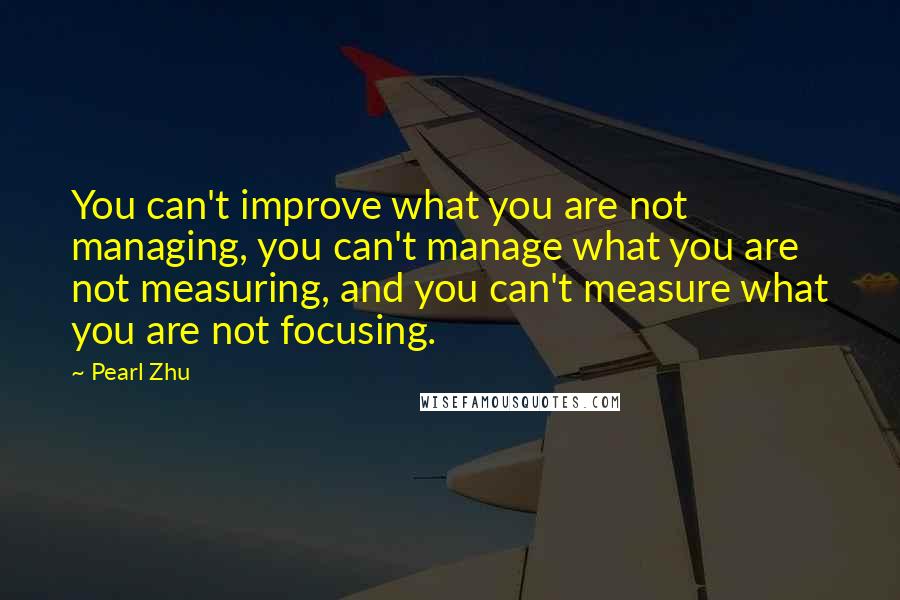 Pearl Zhu Quotes: You can't improve what you are not managing, you can't manage what you are not measuring, and you can't measure what you are not focusing.