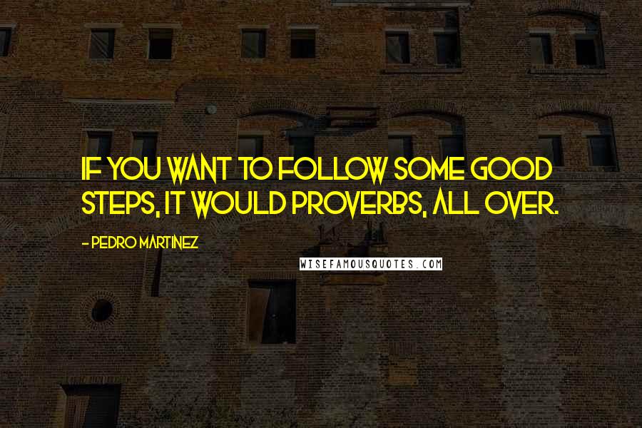 Pedro Martinez Quotes: If you want to follow some good steps, it would Proverbs, all over.