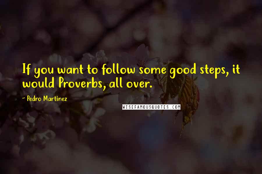 Pedro Martinez Quotes: If you want to follow some good steps, it would Proverbs, all over.
