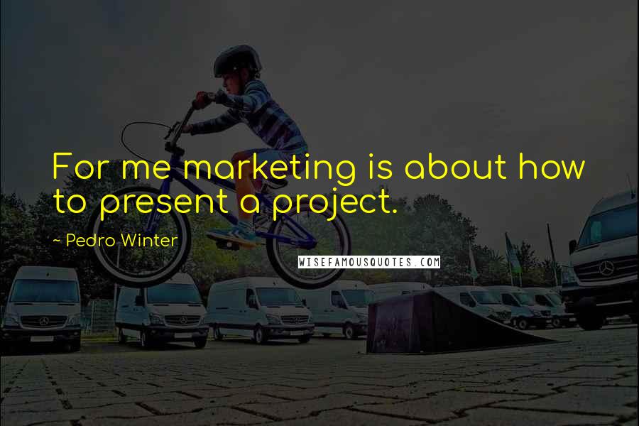 Pedro Winter Quotes: For me marketing is about how to present a project.