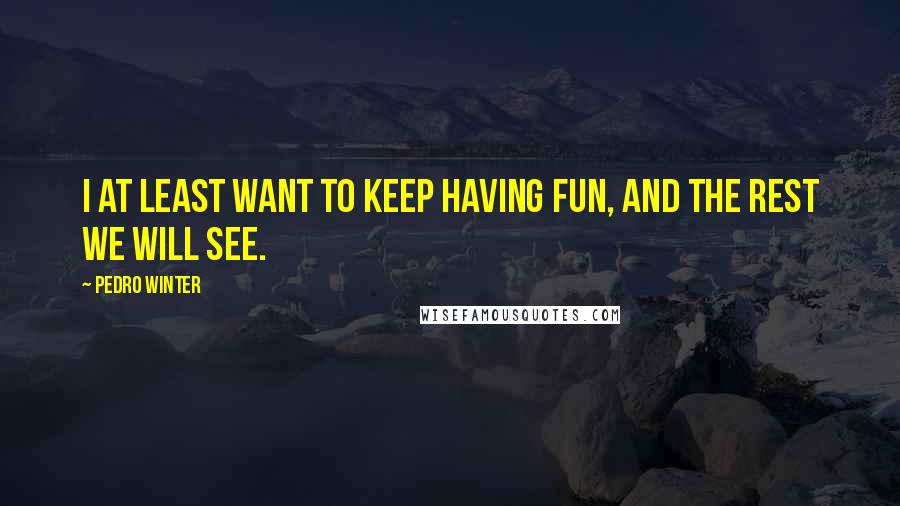 Pedro Winter Quotes: I at least want to keep having fun, and the rest we will see.