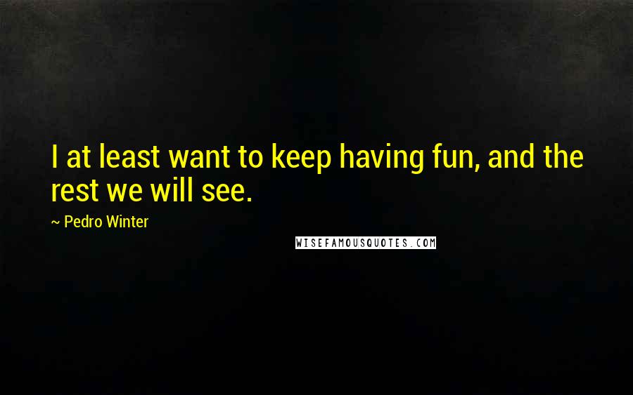 Pedro Winter Quotes: I at least want to keep having fun, and the rest we will see.