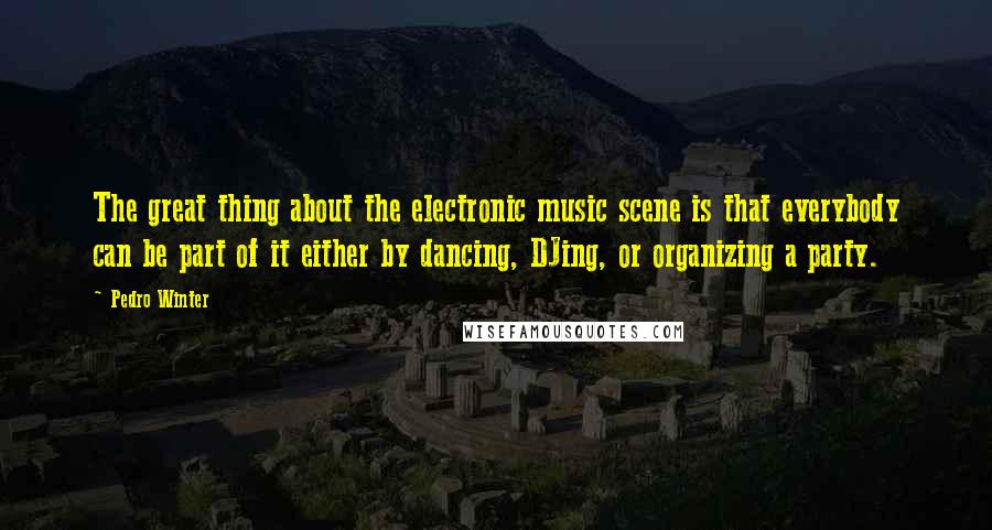 Pedro Winter Quotes: The great thing about the electronic music scene is that everybody can be part of it either by dancing, DJing, or organizing a party.