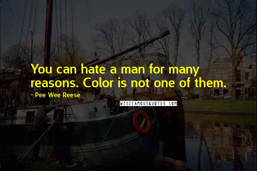 Pee Wee Reese Quotes: You can hate a man for many reasons. Color is not one of them.