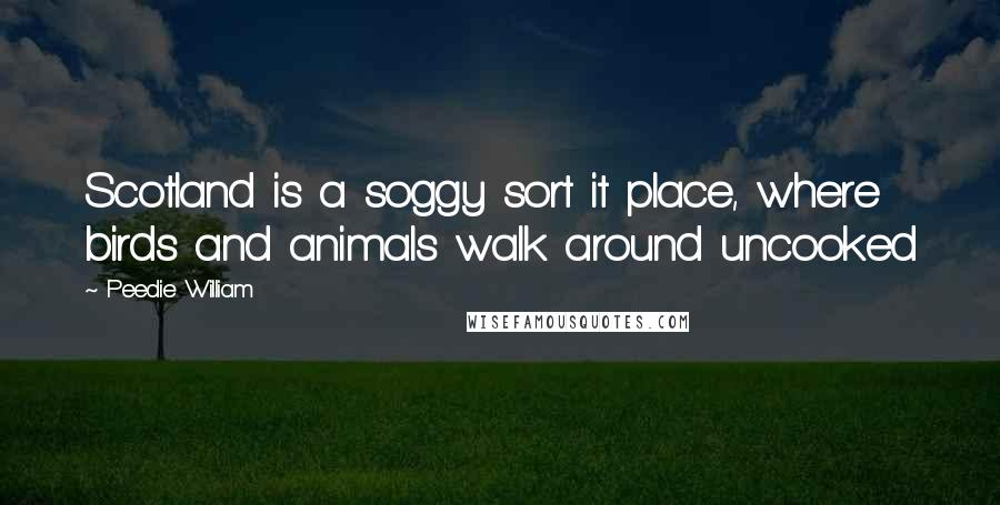 Peedie William Quotes: Scotland is a soggy sort it place, where birds and animals walk around uncooked