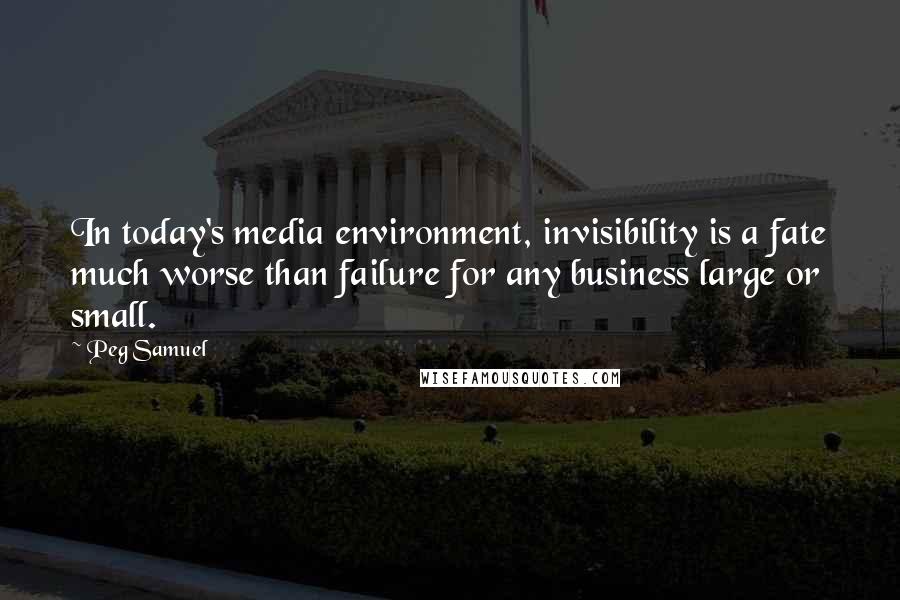 Peg Samuel Quotes: In today's media environment, invisibility is a fate much worse than failure for any business large or small.