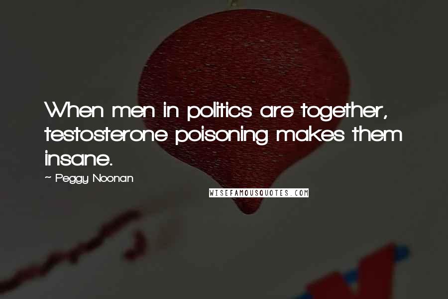 Peggy Noonan Quotes: When men in politics are together, testosterone poisoning makes them insane.