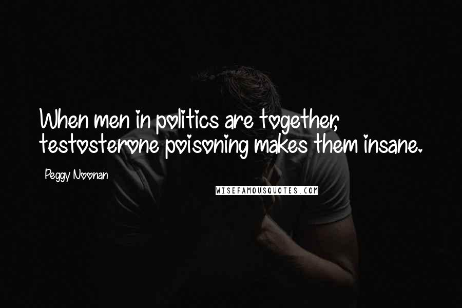 Peggy Noonan Quotes: When men in politics are together, testosterone poisoning makes them insane.