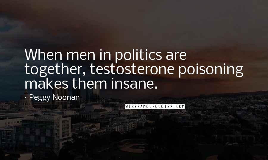 Peggy Noonan Quotes: When men in politics are together, testosterone poisoning makes them insane.