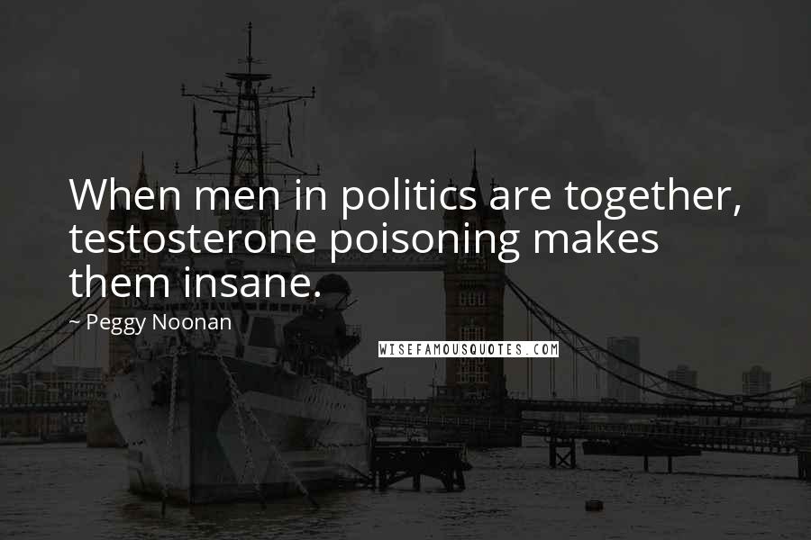 Peggy Noonan Quotes: When men in politics are together, testosterone poisoning makes them insane.