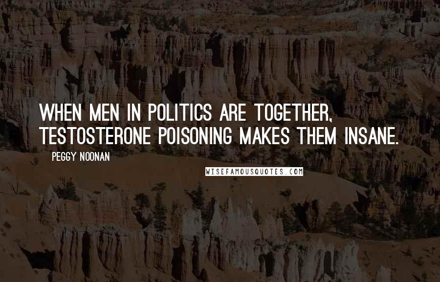 Peggy Noonan Quotes: When men in politics are together, testosterone poisoning makes them insane.