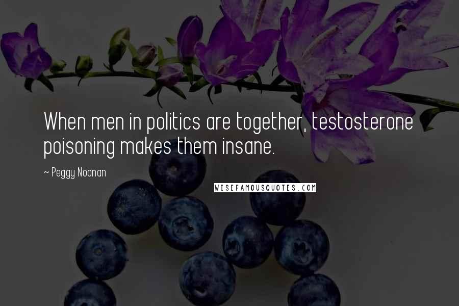 Peggy Noonan Quotes: When men in politics are together, testosterone poisoning makes them insane.