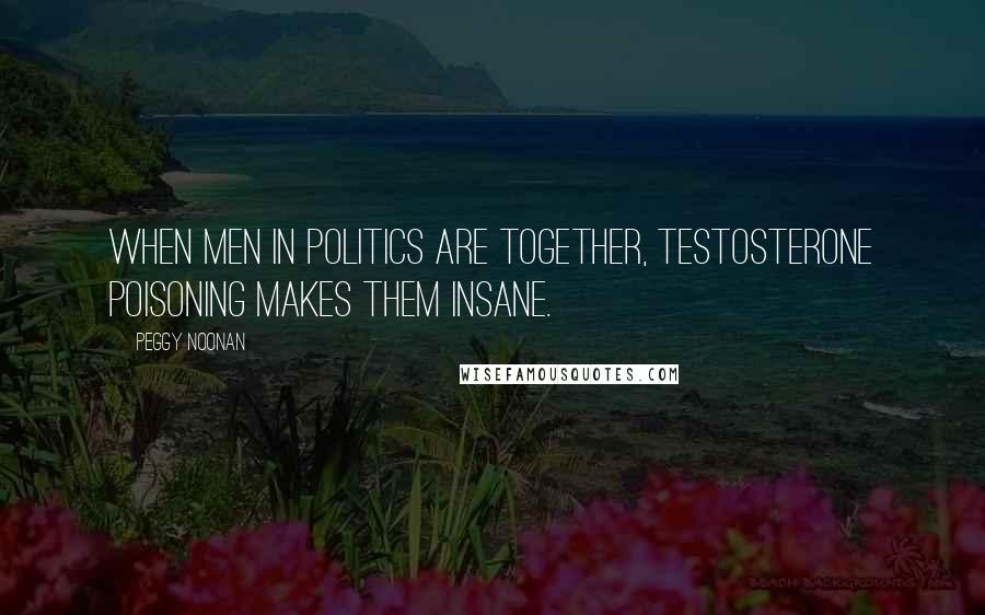 Peggy Noonan Quotes: When men in politics are together, testosterone poisoning makes them insane.