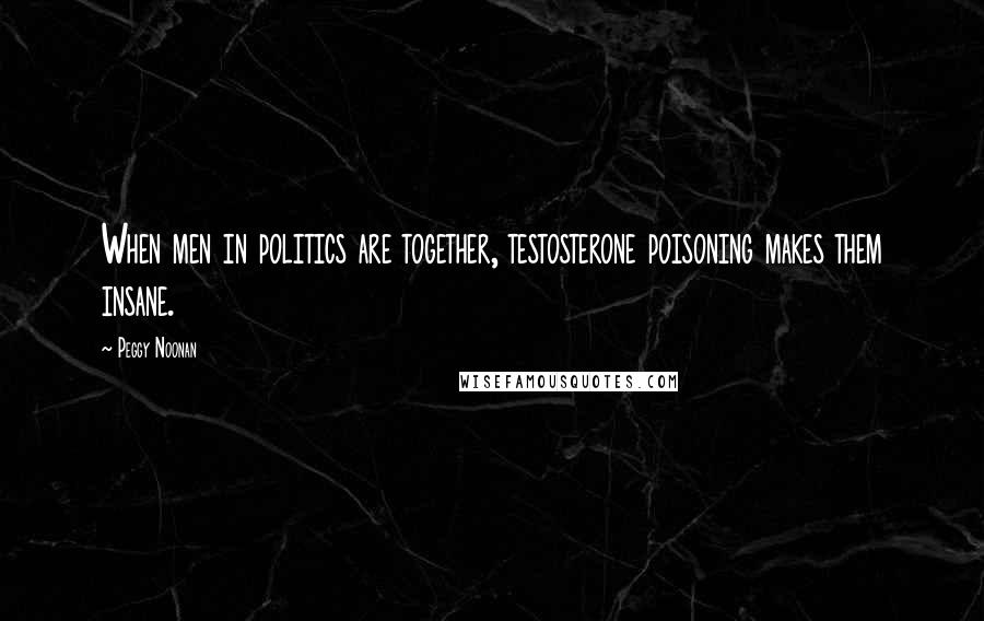 Peggy Noonan Quotes: When men in politics are together, testosterone poisoning makes them insane.