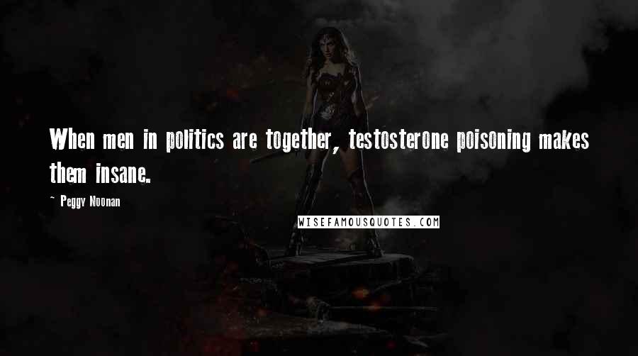 Peggy Noonan Quotes: When men in politics are together, testosterone poisoning makes them insane.