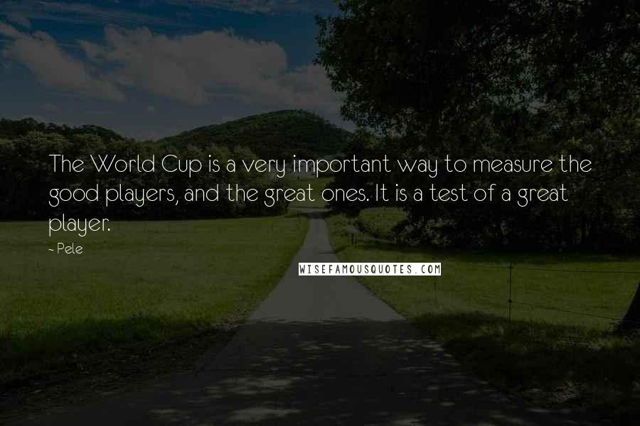 Pele Quotes: The World Cup is a very important way to measure the good players, and the great ones. It is a test of a great player.