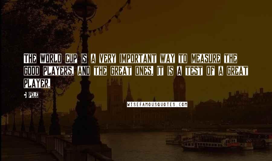 Pele Quotes: The World Cup is a very important way to measure the good players, and the great ones. It is a test of a great player.