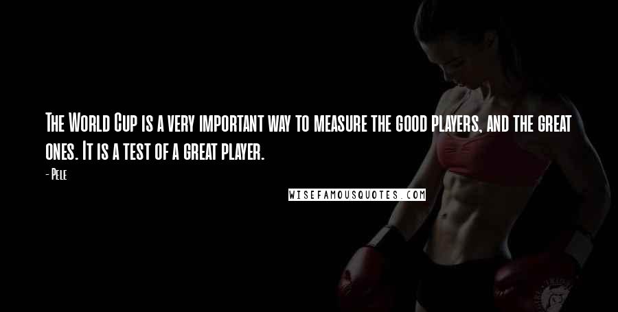 Pele Quotes: The World Cup is a very important way to measure the good players, and the great ones. It is a test of a great player.