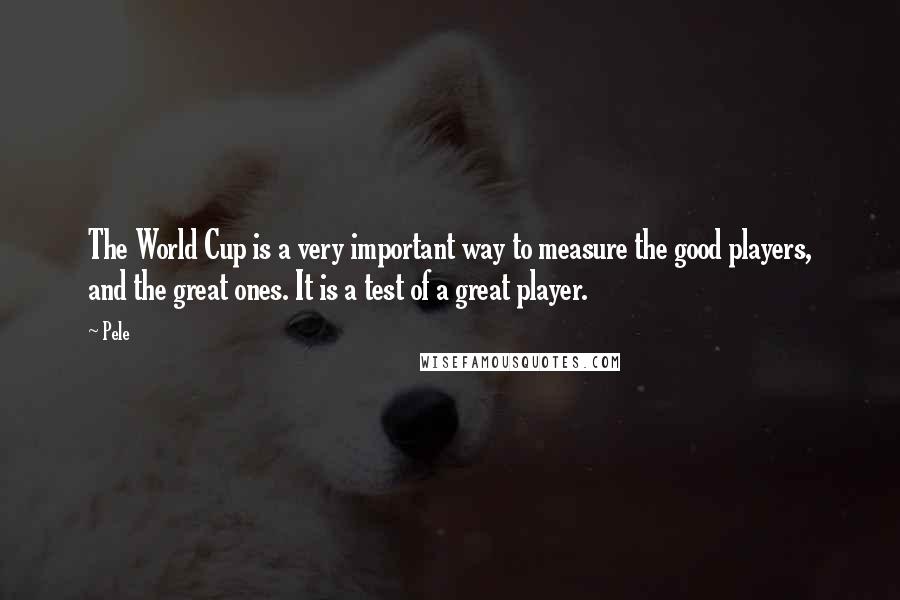 Pele Quotes: The World Cup is a very important way to measure the good players, and the great ones. It is a test of a great player.