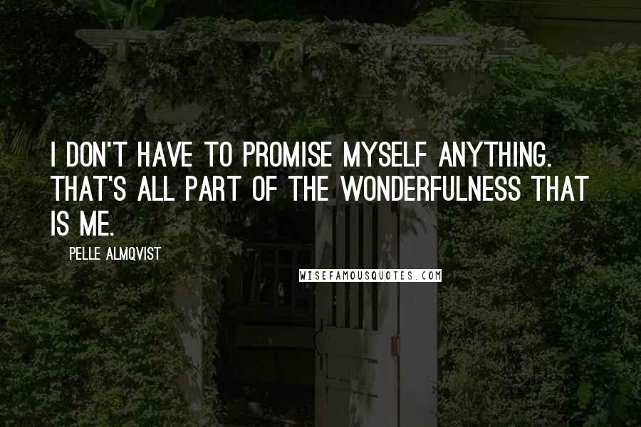 Pelle Almqvist Quotes: I don't have to promise myself anything. That's all part of the wonderfulness that is me.