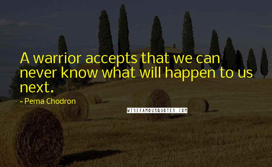 Pema Chodron Quotes: A warrior accepts that we can never know what will happen to us next.