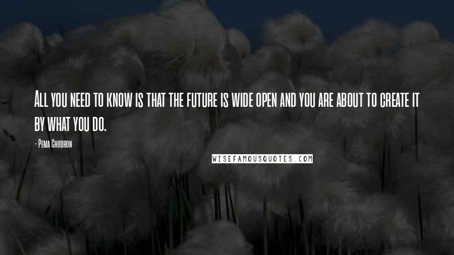 Pema Chodron Quotes: All you need to know is that the future is wide open and you are about to create it by what you do.