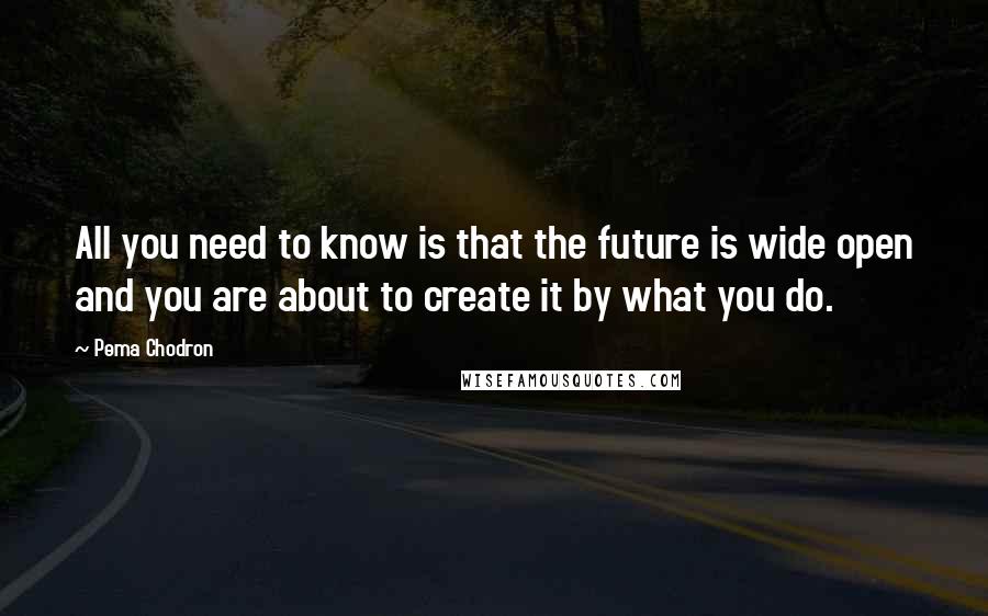 Pema Chodron Quotes: All you need to know is that the future is wide open and you are about to create it by what you do.