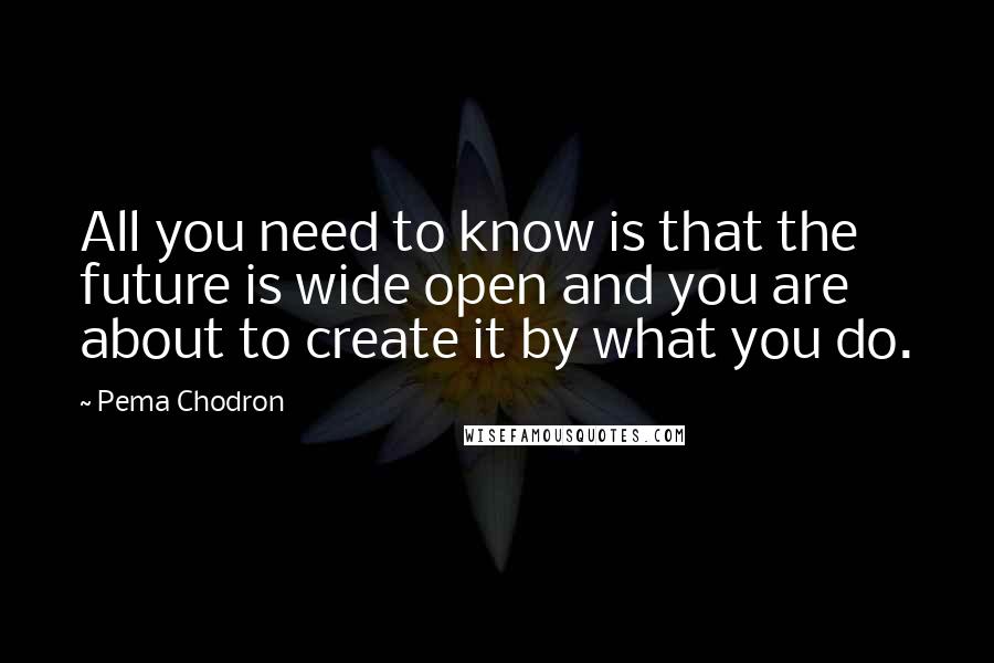 Pema Chodron Quotes: All you need to know is that the future is wide open and you are about to create it by what you do.