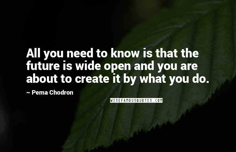 Pema Chodron Quotes: All you need to know is that the future is wide open and you are about to create it by what you do.