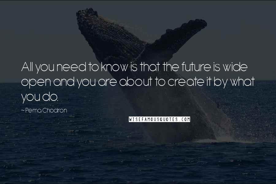 Pema Chodron Quotes: All you need to know is that the future is wide open and you are about to create it by what you do.