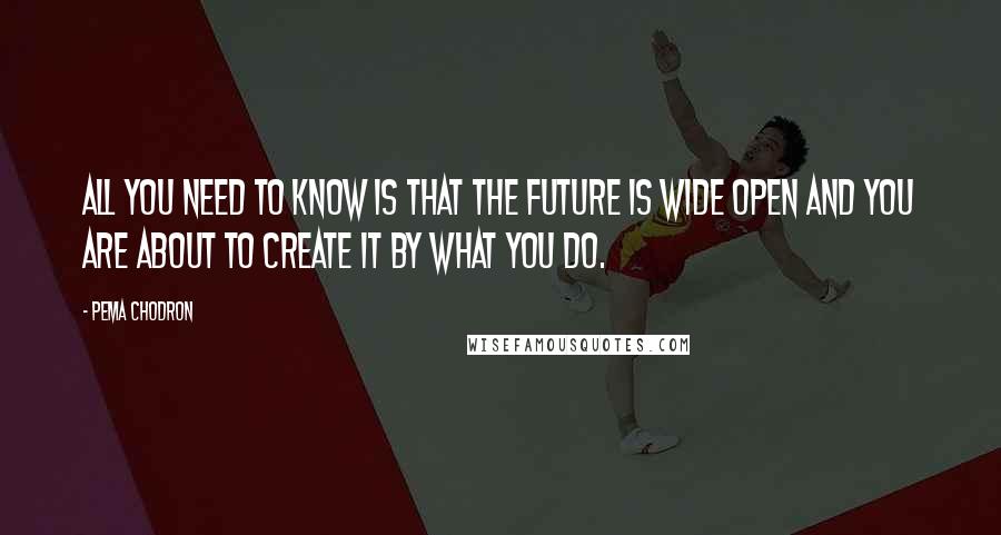 Pema Chodron Quotes: All you need to know is that the future is wide open and you are about to create it by what you do.