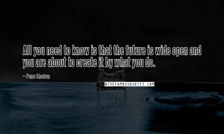 Pema Chodron Quotes: All you need to know is that the future is wide open and you are about to create it by what you do.