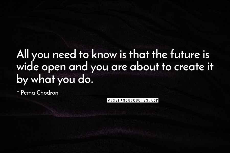 Pema Chodron Quotes: All you need to know is that the future is wide open and you are about to create it by what you do.