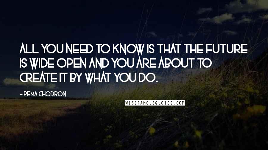 Pema Chodron Quotes: All you need to know is that the future is wide open and you are about to create it by what you do.