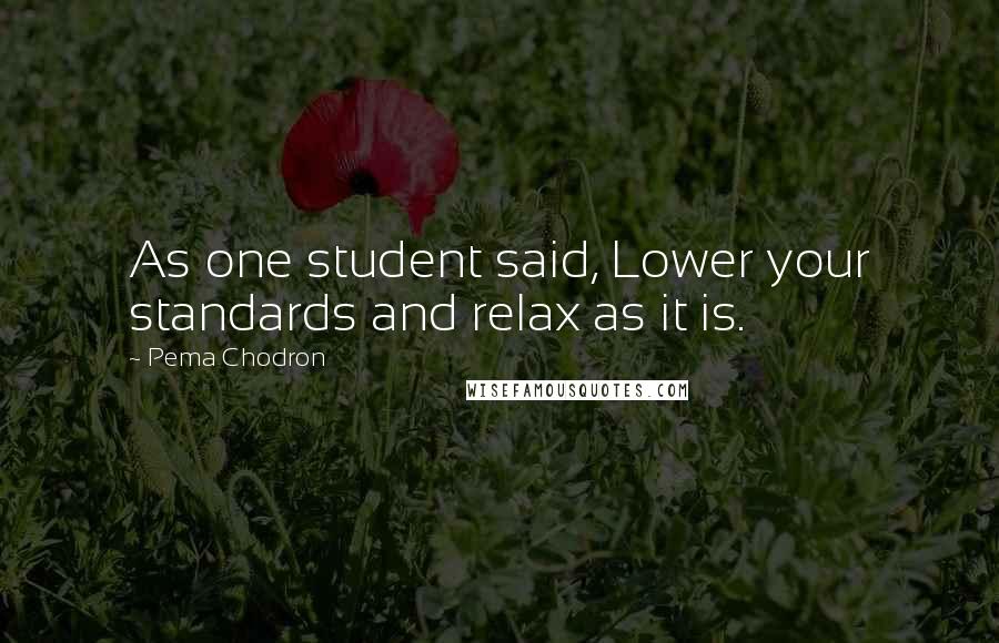 Pema Chodron Quotes: As one student said, Lower your standards and relax as it is.