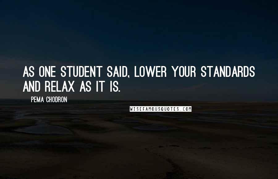 Pema Chodron Quotes: As one student said, Lower your standards and relax as it is.