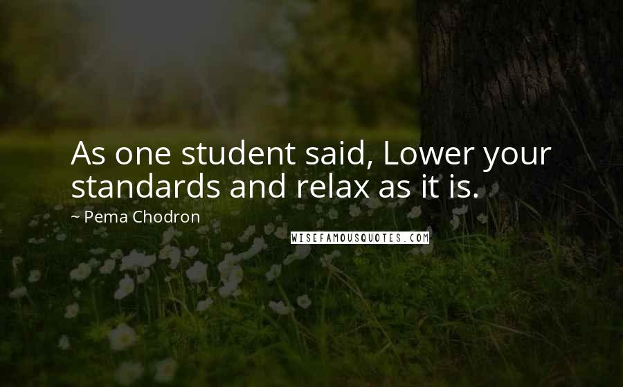 Pema Chodron Quotes: As one student said, Lower your standards and relax as it is.