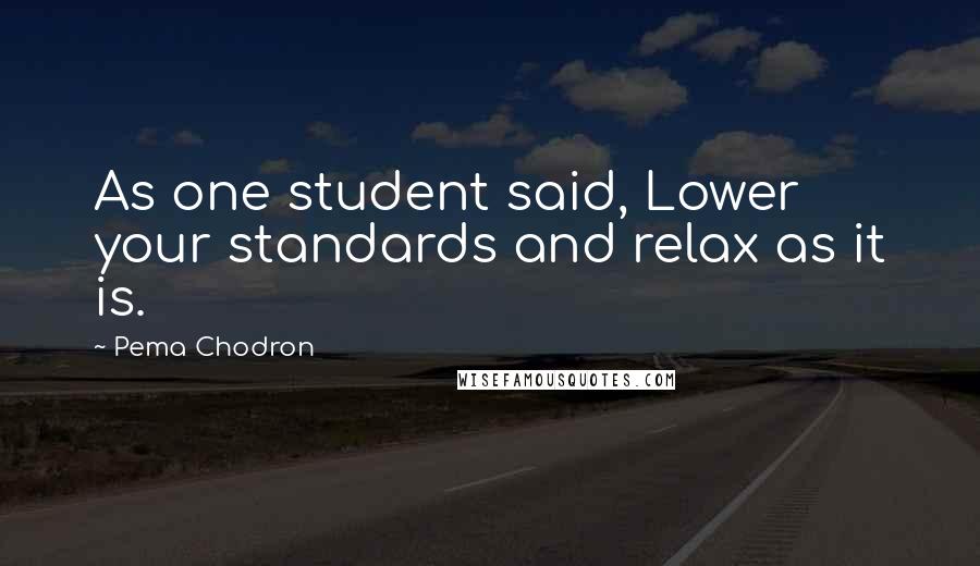 Pema Chodron Quotes: As one student said, Lower your standards and relax as it is.