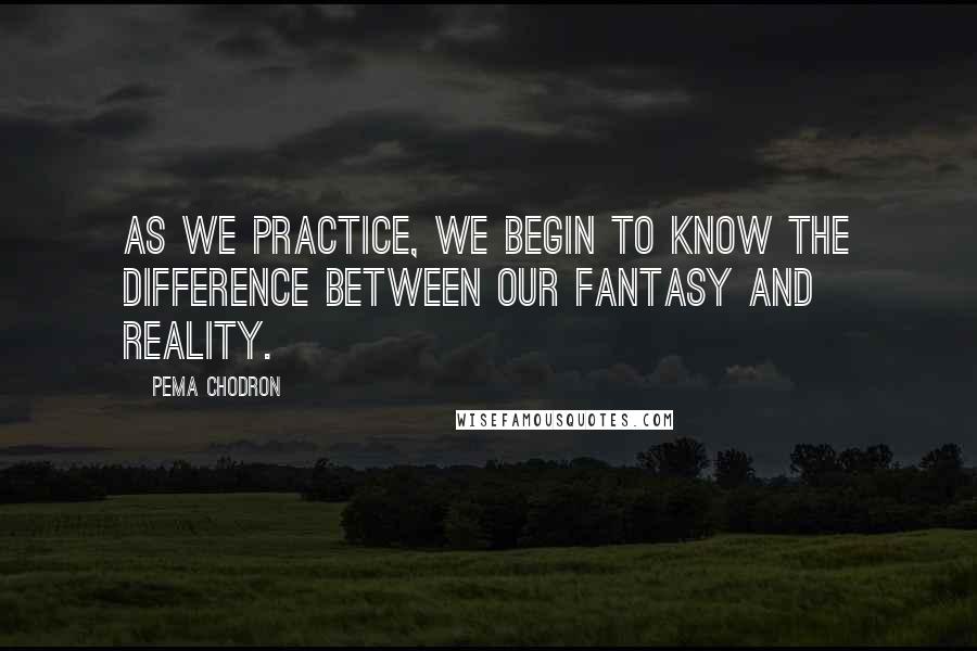 Pema Chodron Quotes: As we practice, we begin to know the difference between our fantasy and reality.